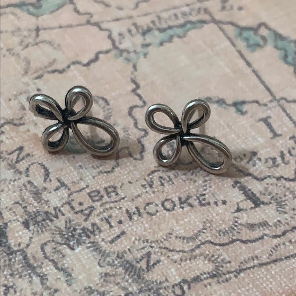 Sterling Loop Cross Stud Earrings